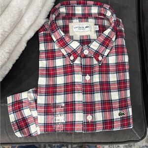 NEW NWT Lacosta Men's Red Plaid Shirt size 44 XL
